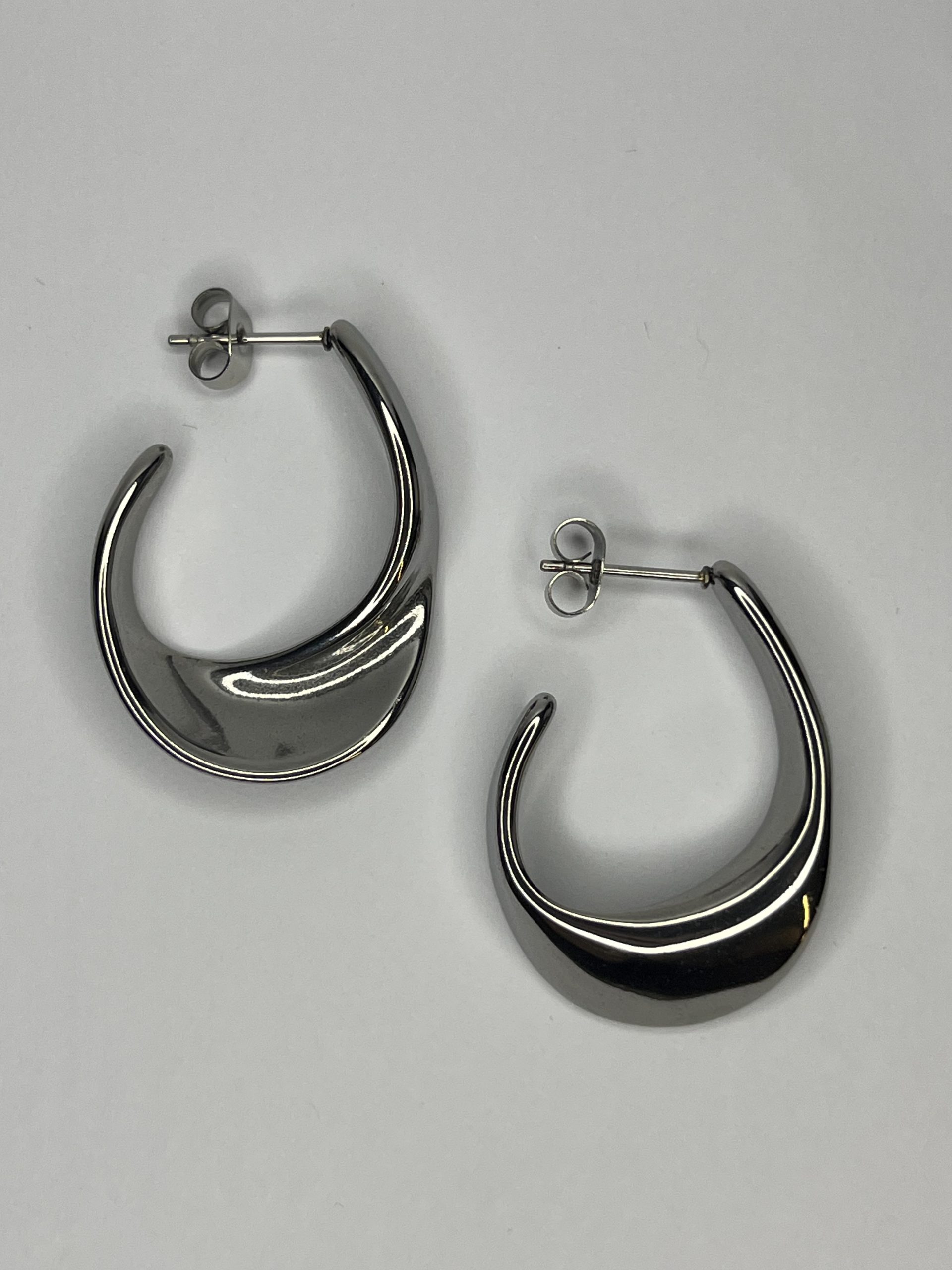 Silver Curve Hoops